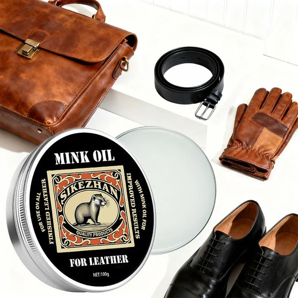 Mink Oil Leather Finishing Balm tin, front view