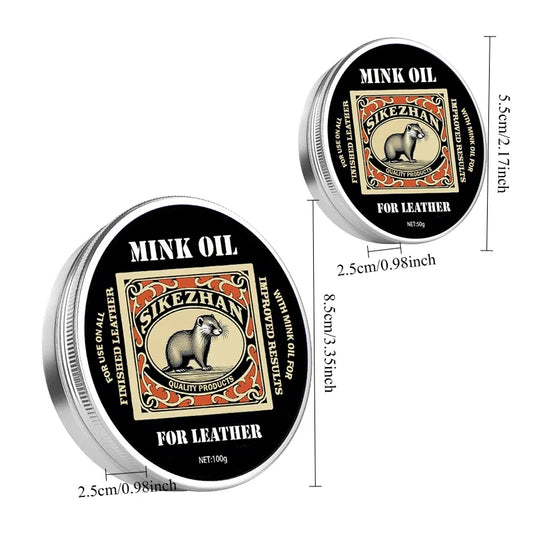 Mink Oil Leather Finishing Balm applied to a leather surface